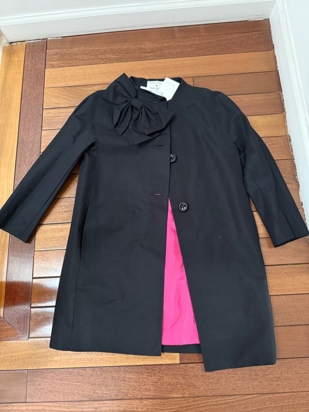 NWT Kate Spade Kendall Coat Bow Black XS
